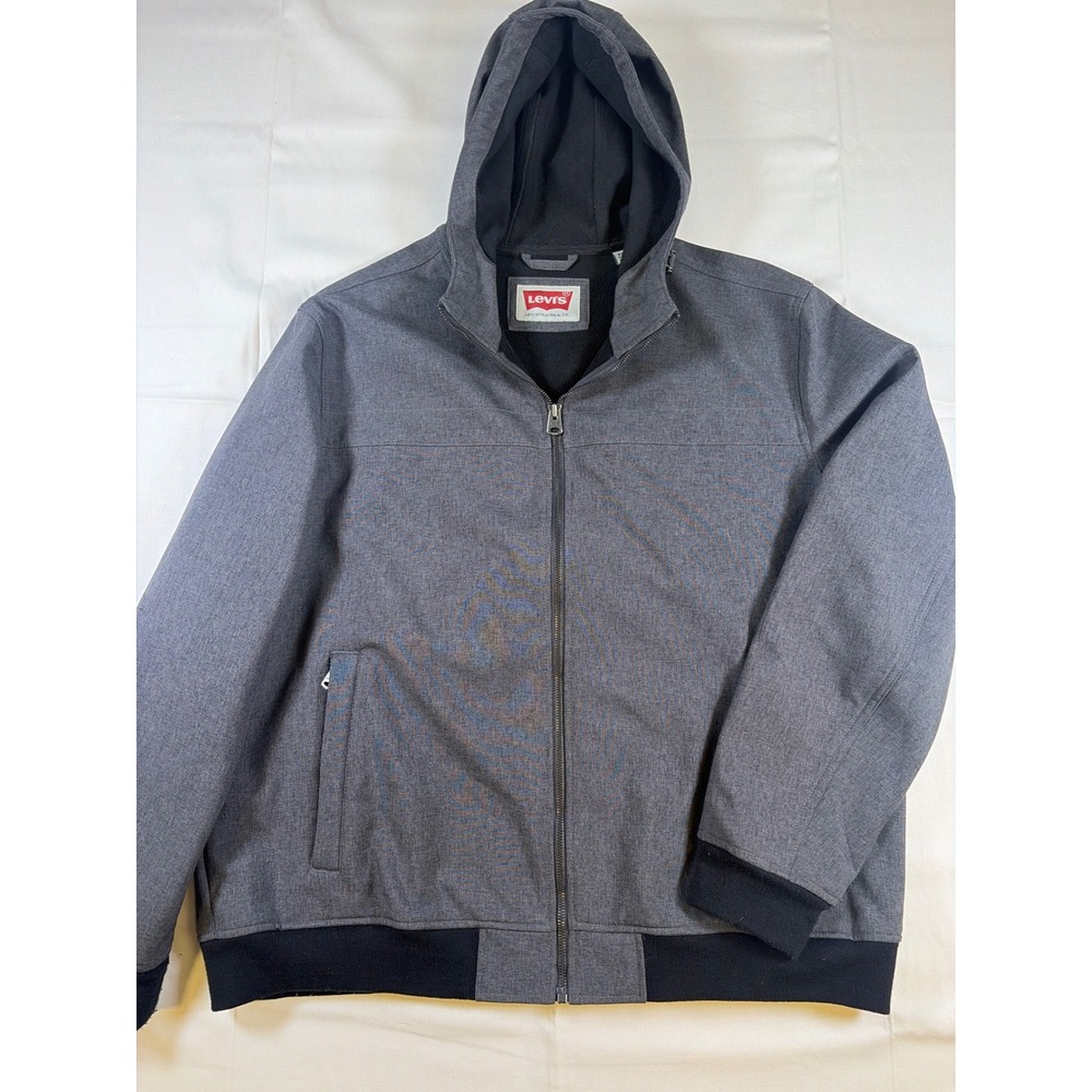 Levis Mens Heather Charcoal Softshell Hooded Bomber Jacket XXL LM5RP455